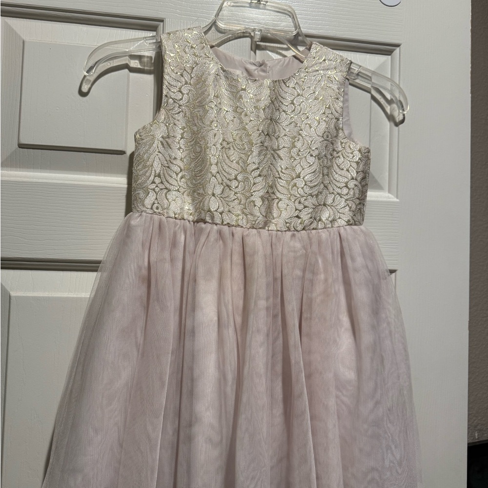 Elegant Cream and Pink Kids Dress